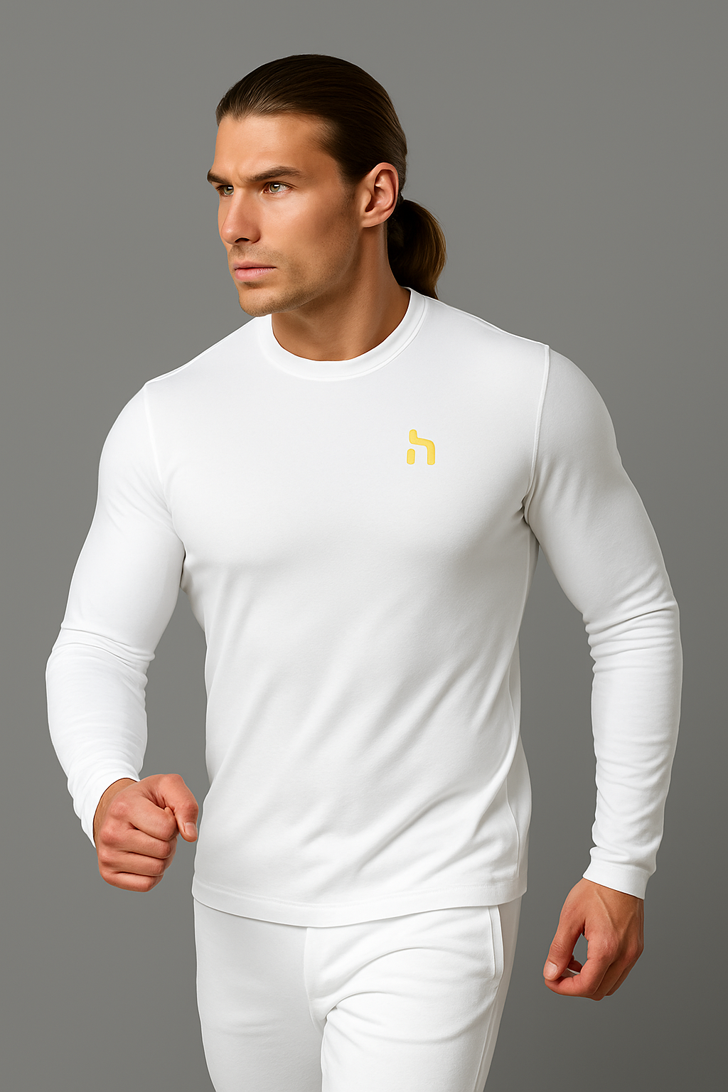 Haensch Herren Longsleeve – White & Gold Edition