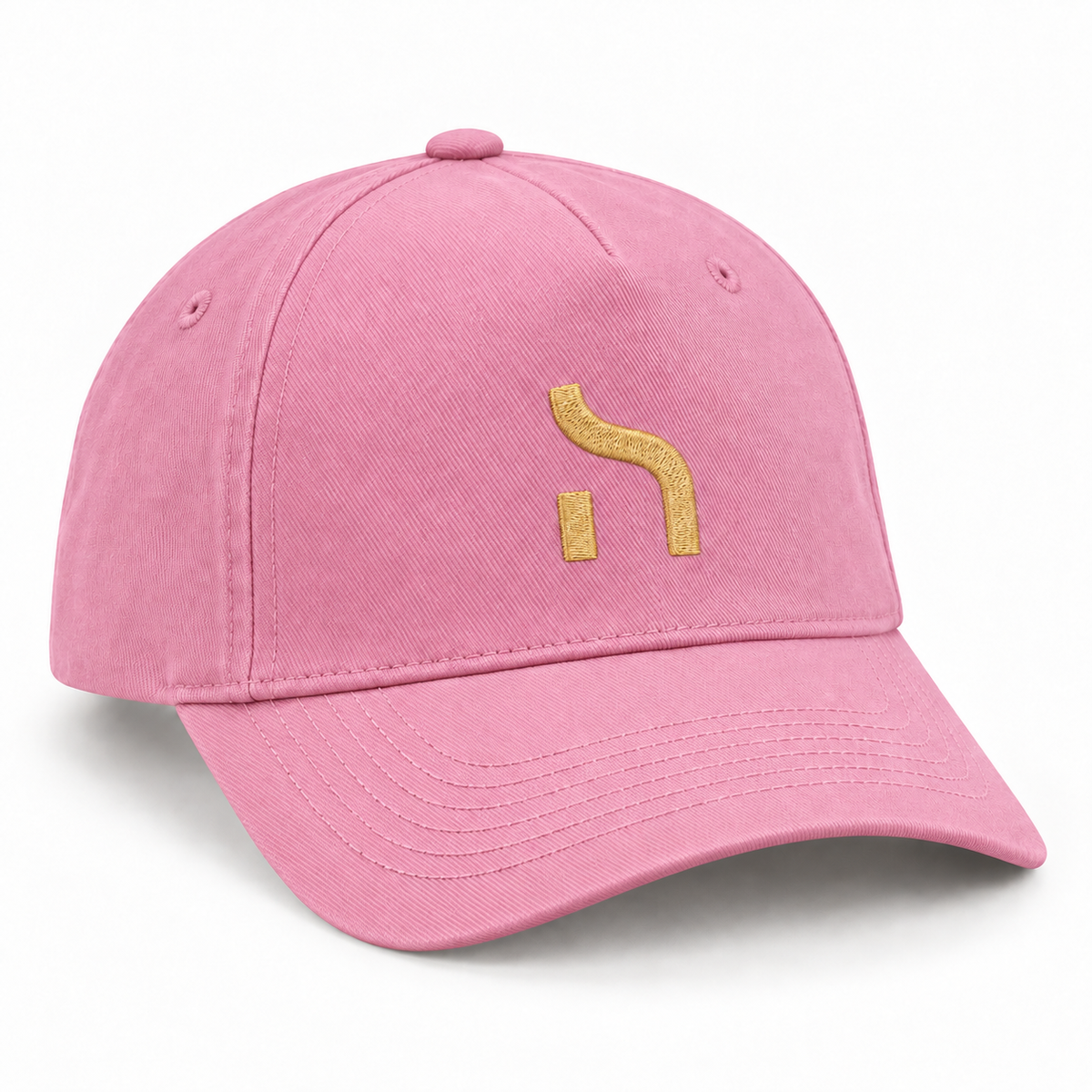 Rosafarbene Haensch Coast Kids Cap mit goldenem Haensch-Zeichen auf der Vorderseite.