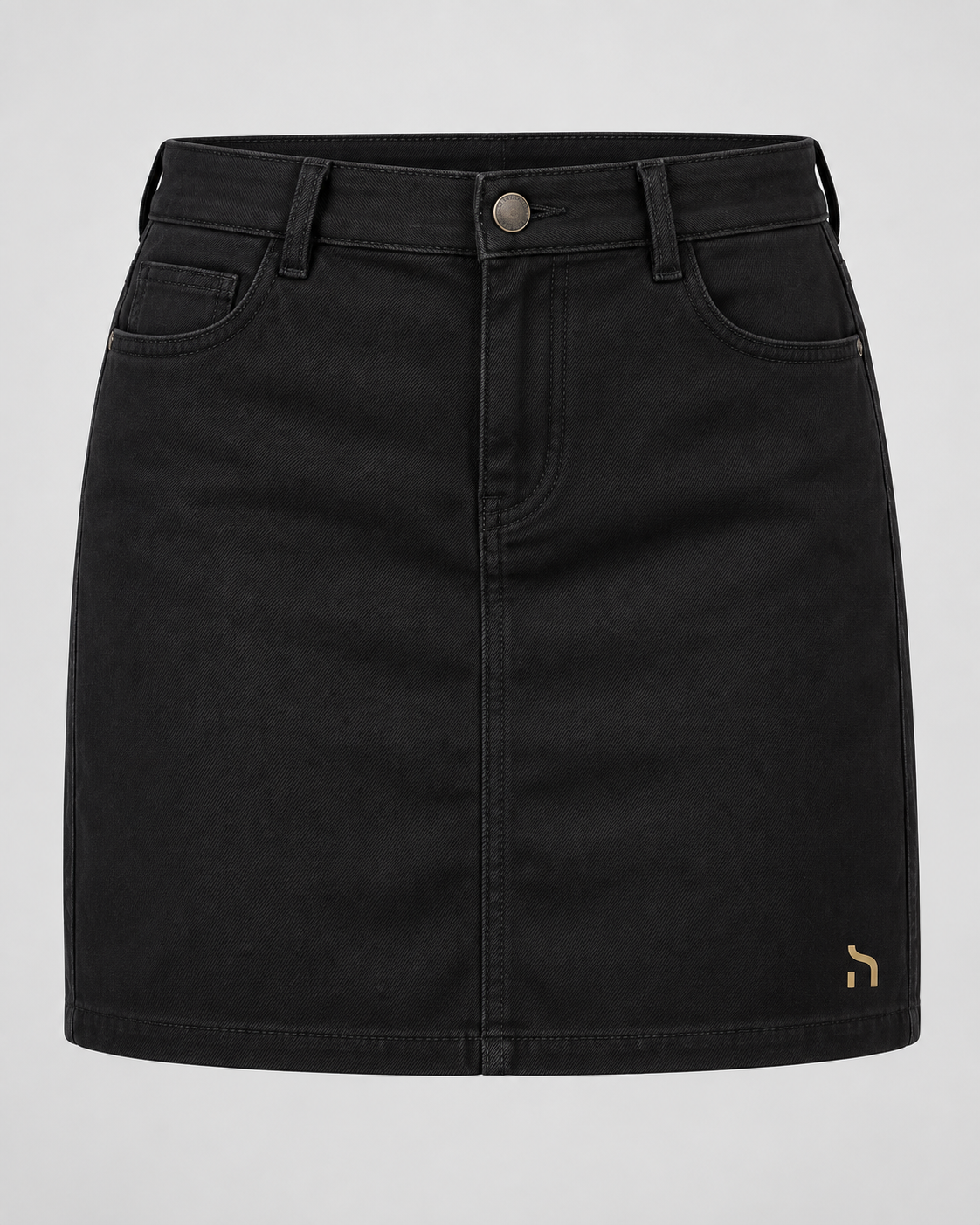 Schwarzer Haensch Coast Riviera Twill Skirt Damen mit goldenem Haensch Logo