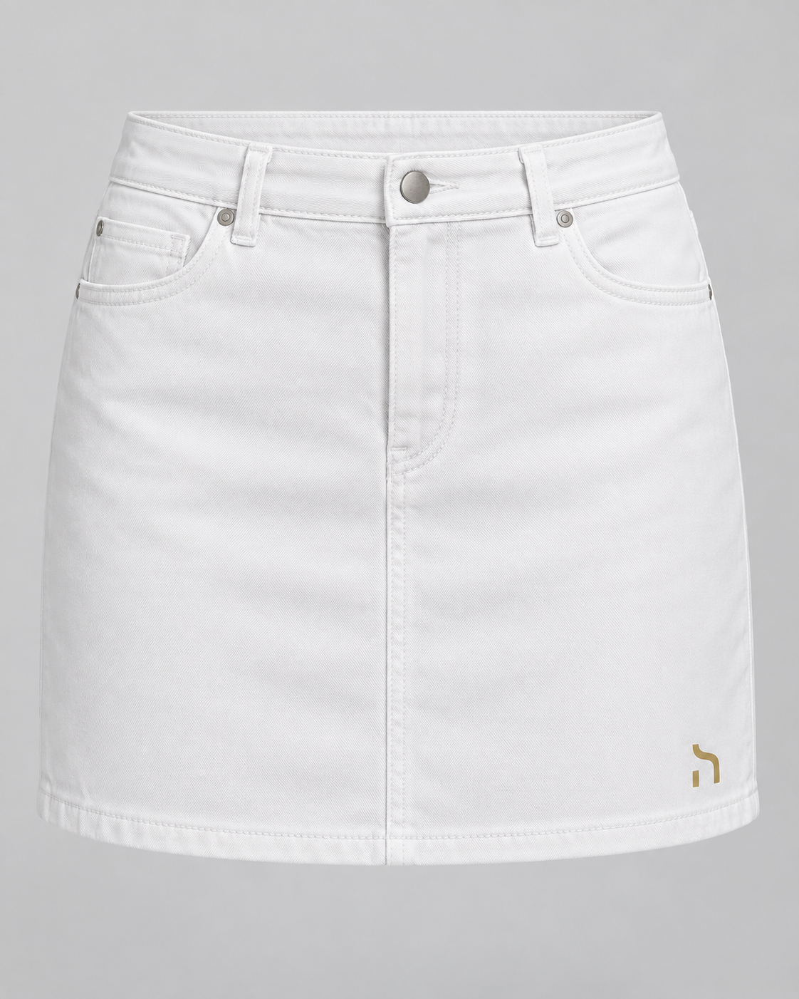Weißer Haensch Coast Riviera Twill Skirt Damen mit goldenem Haensch Logo