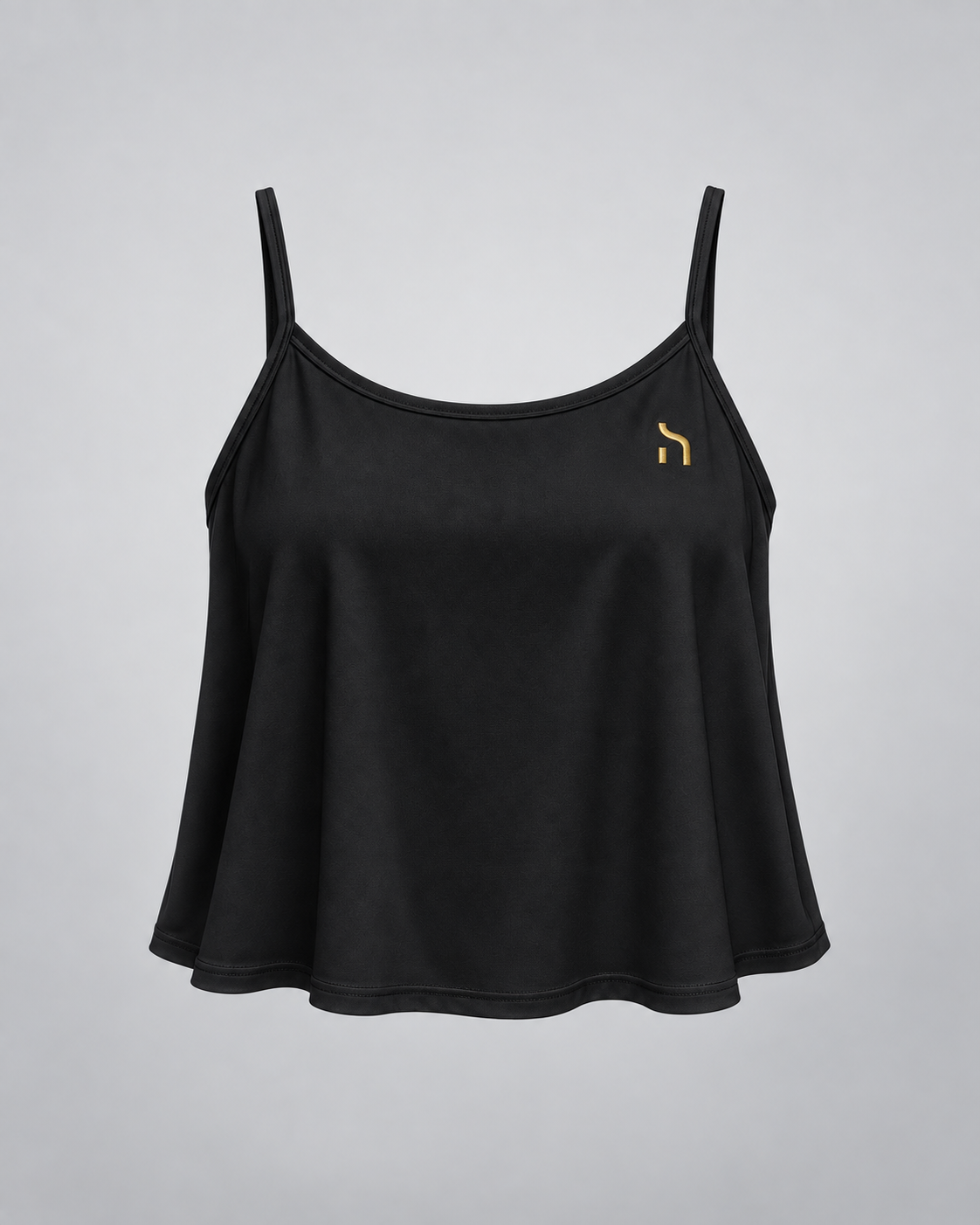 Schwarzes Haensch Coast Structured Strap Top Damen mit strukturiertem Stoff, Spaghettiträgern und goldenem H-Logo