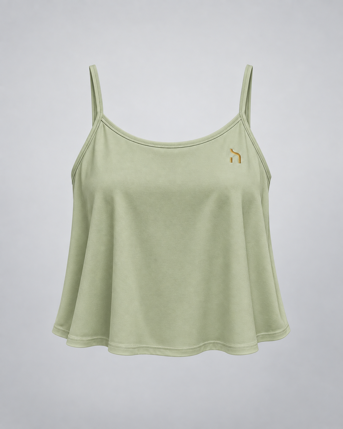 Haensch Coast Structured Strap Top Damen in Pale Olive mit fließendem Schnitt, schmalen Trägern und goldenem H-Logo