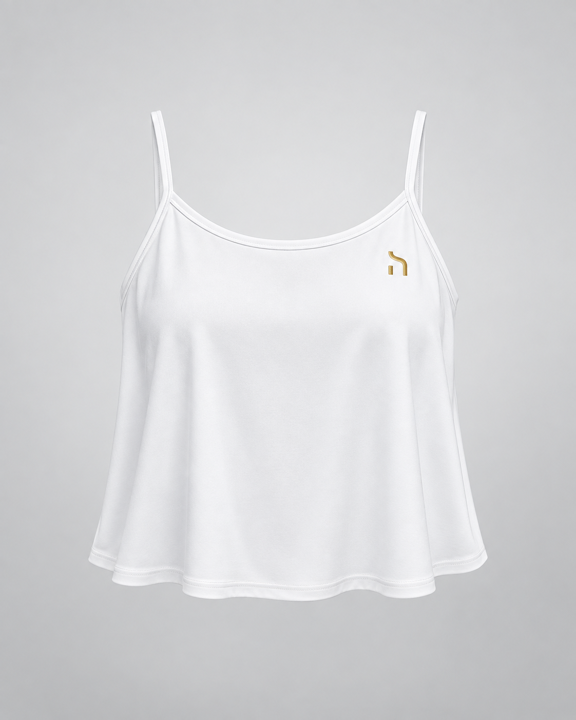 Weißes Haensch Coast Structured Strap Top Damen mit schmalen Trägern und goldenem H-Logo auf der Brust