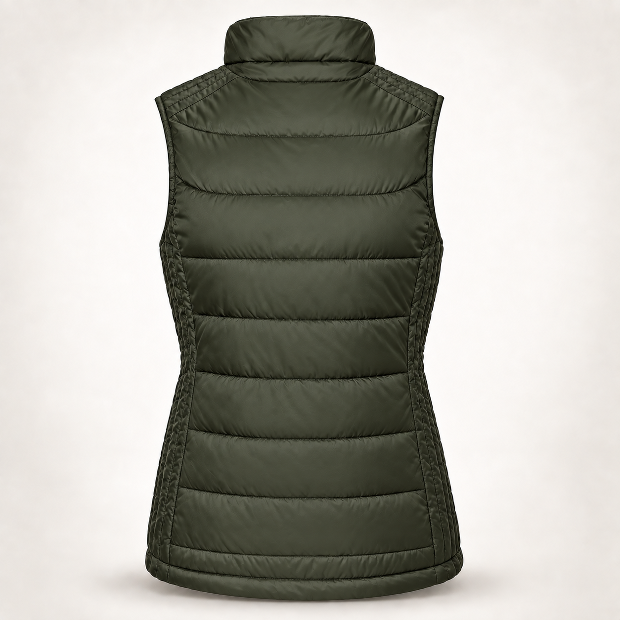 Haensch Utility Nano Bodywarmer für Damen in Dark Olive in taillierter Rückansicht