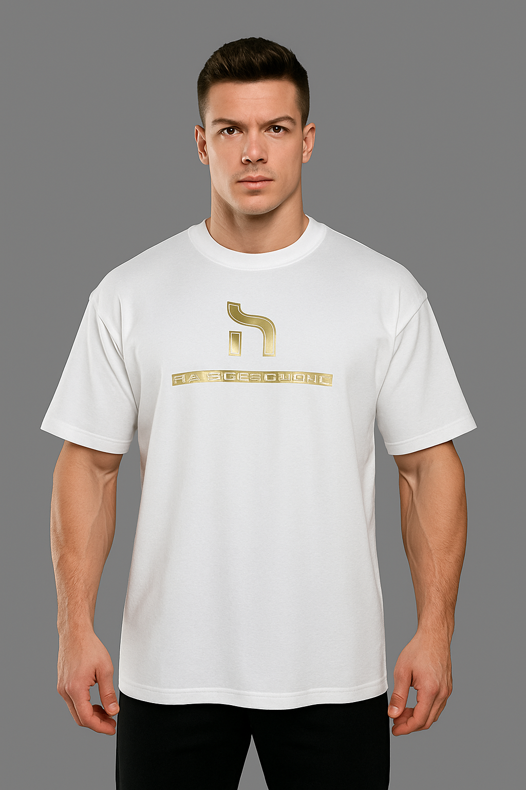 Oversized T-Shirt – White & Gold Edition