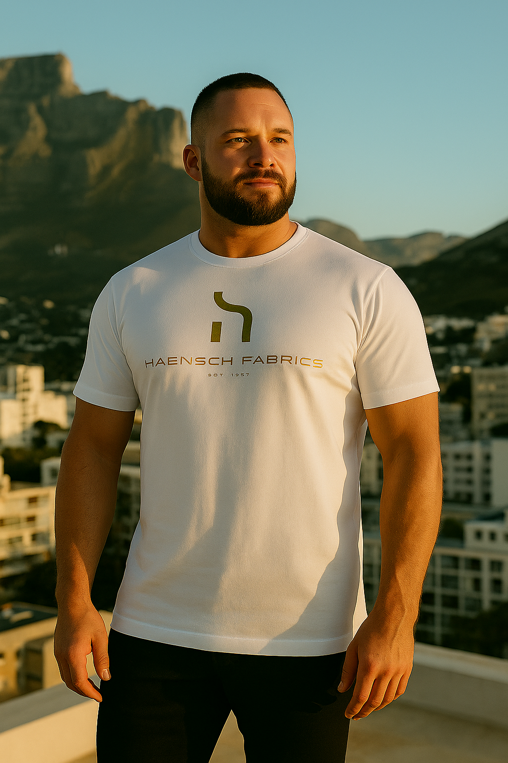 Muscle Fit T-Shirt – White & Gold Edition