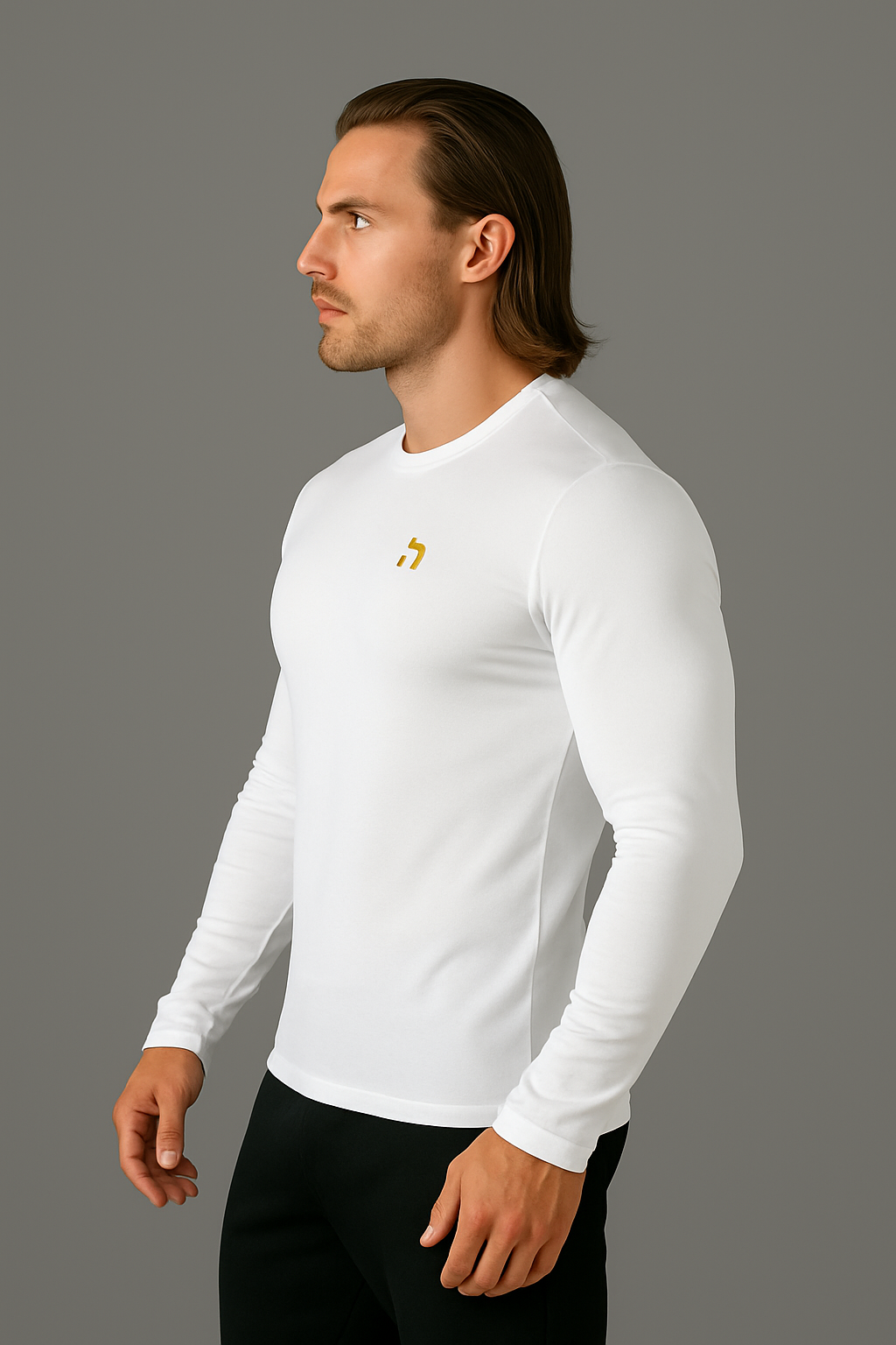 Haensch Herren Longsleeve – White & Gold Edition