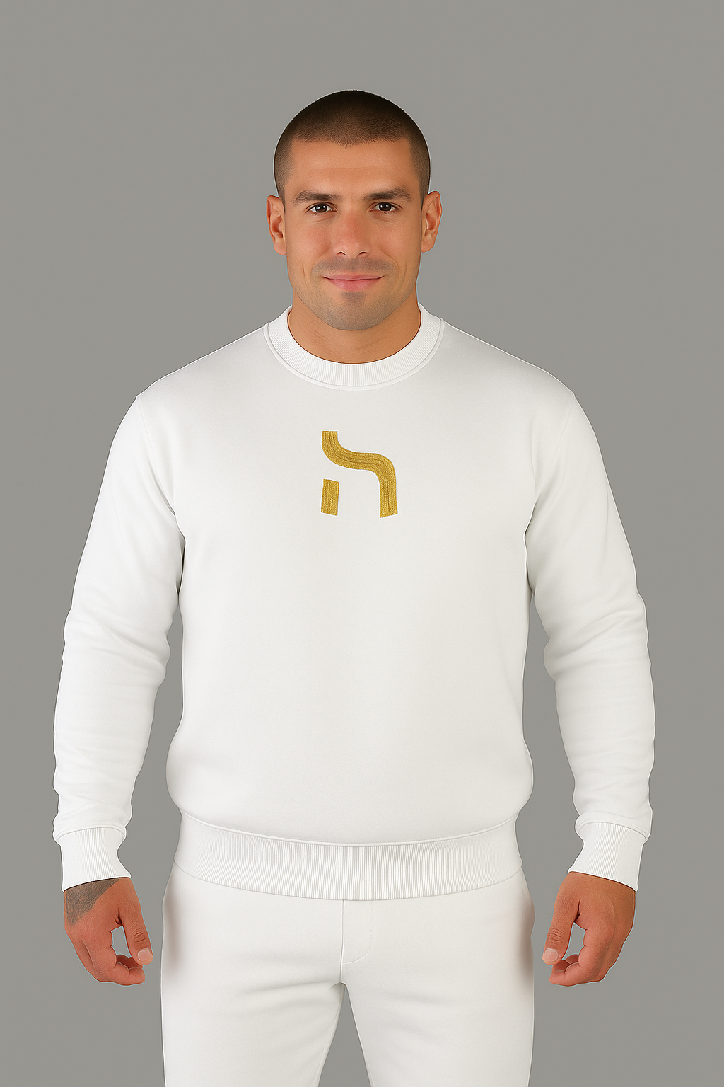 Haensch Herren Sweater – White & Gold Edition