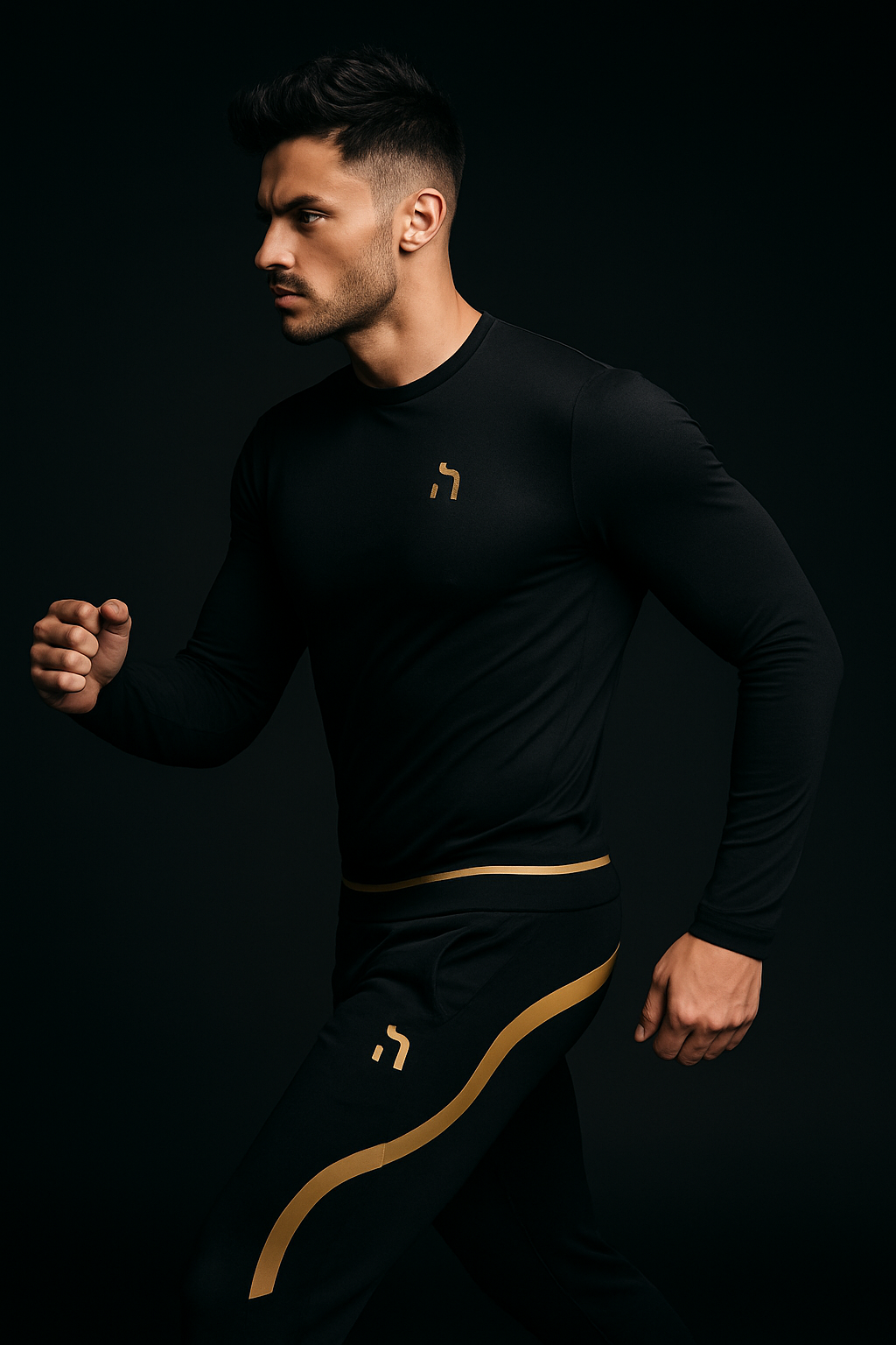 Haensch Herren Longsleeve – Black & Gold Edition