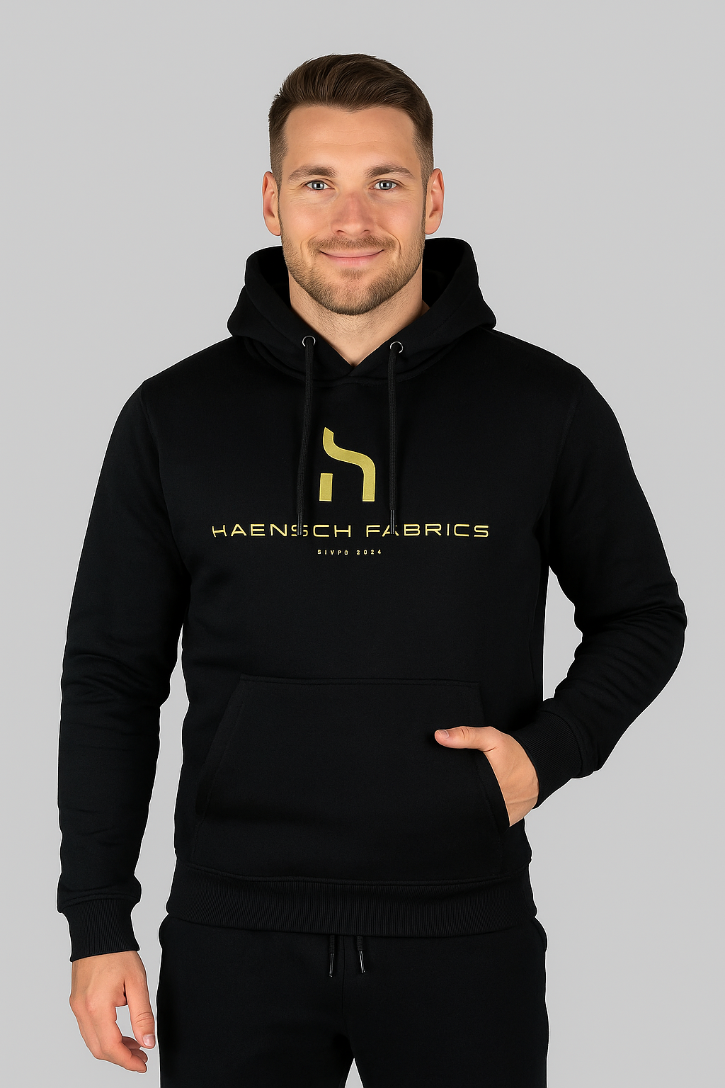Haensch Herren Hoodie – Black & Gold Edition