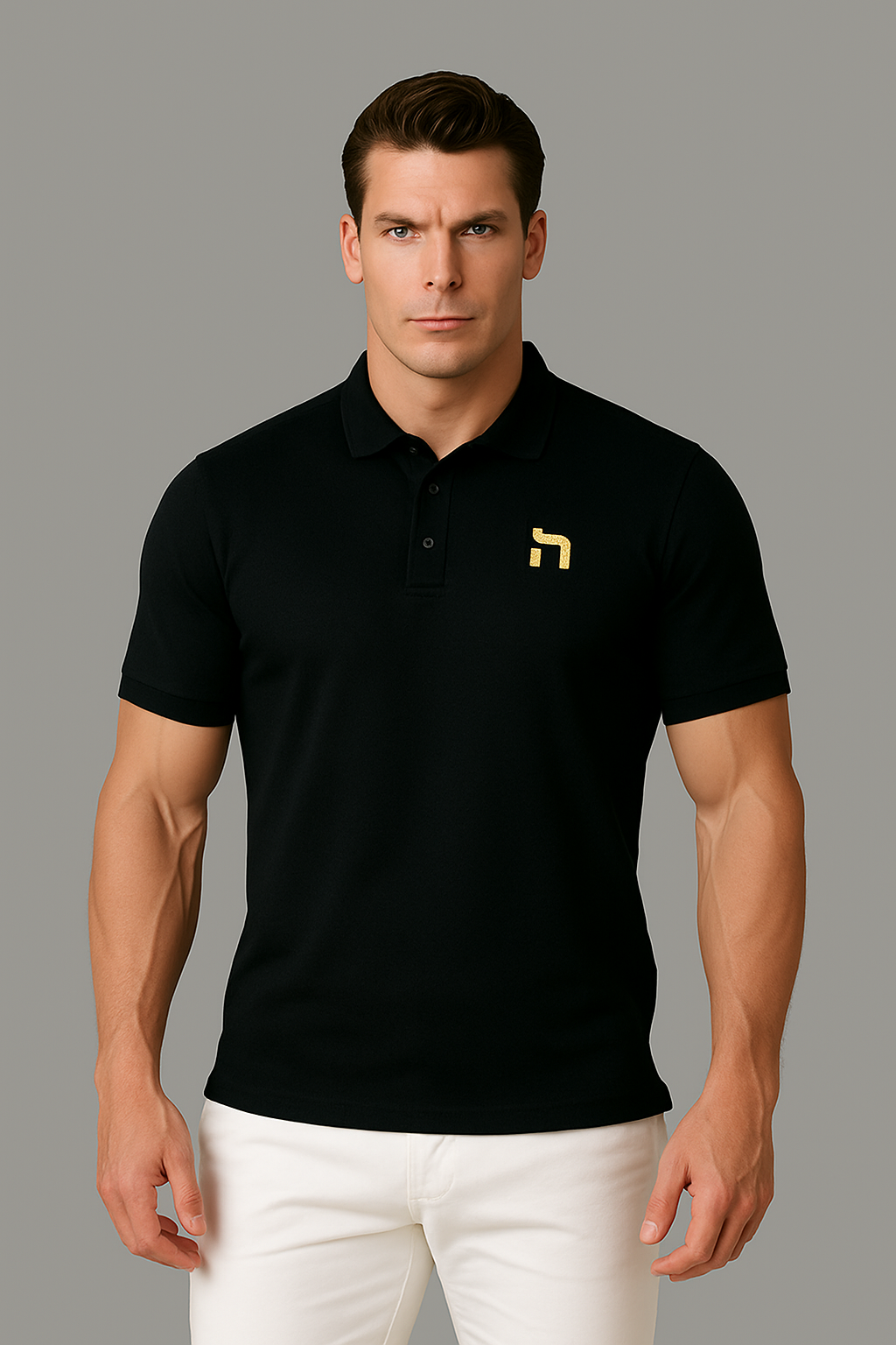 Haensch Herren Poloshirt – Black & Gold Edition