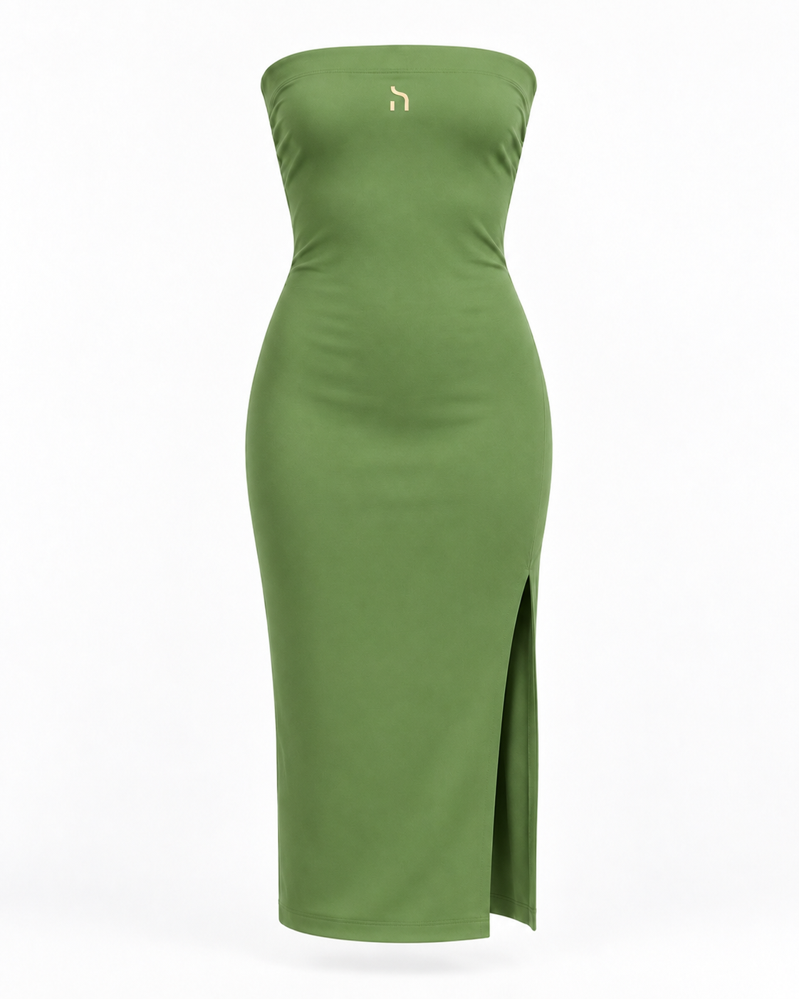 Haensch Coast Bandeau Midi Dress Damen in Coast Frog Green mit Bandeau-Ausschnitt, Midi-Länge und goldenem H-Signet