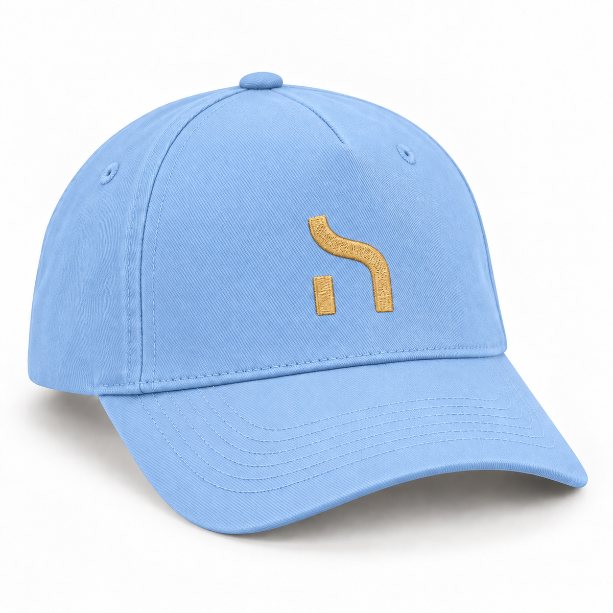 Hellblaue Haensch Coast Kids Cap mit goldenem Haensch-Zeichen auf der Vorderseite.