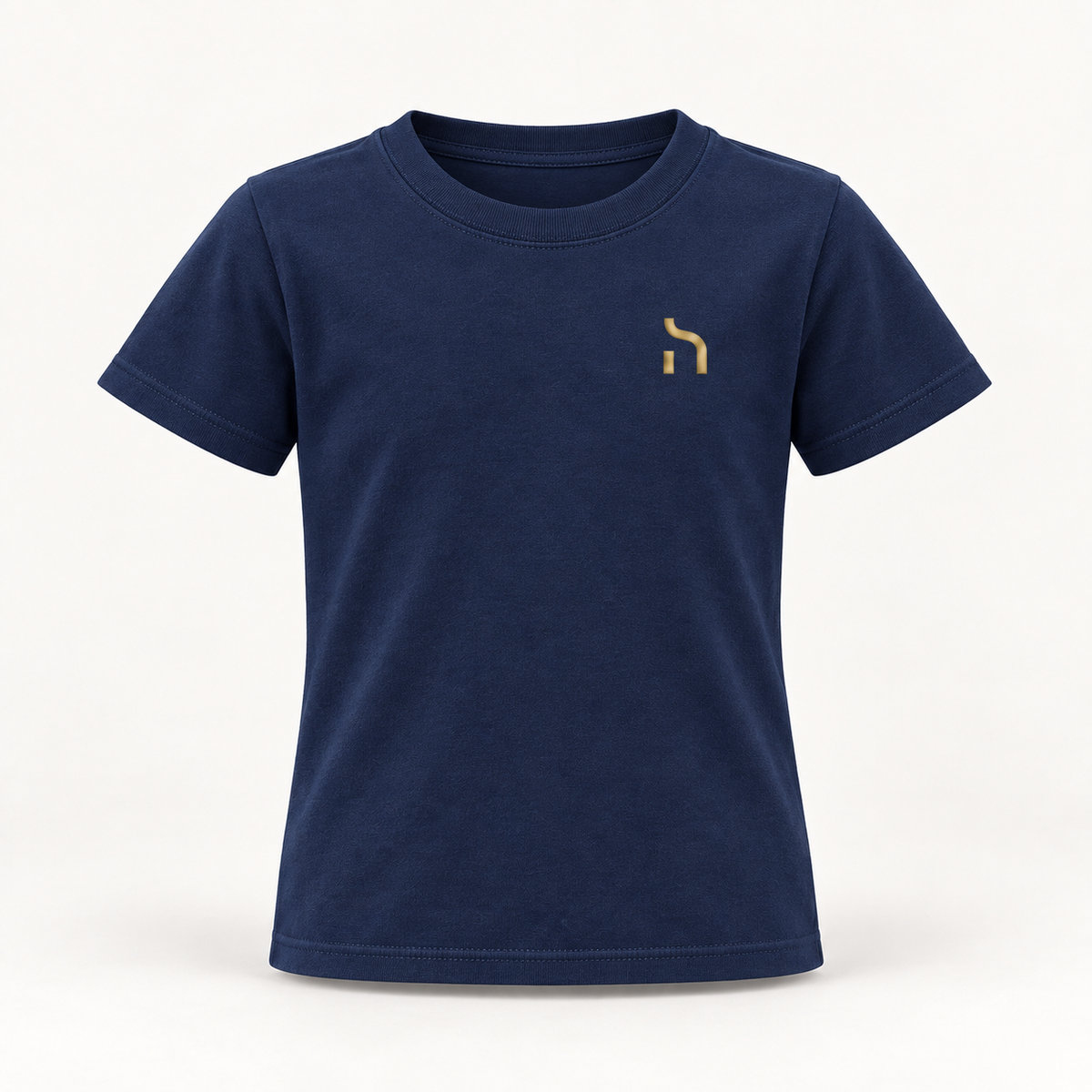 Marineblaues Haensch Coast Kids T-Shirt mit Rundhalsausschnitt und kleinem goldenem Haensch-Zeichen auf der linken Brust.