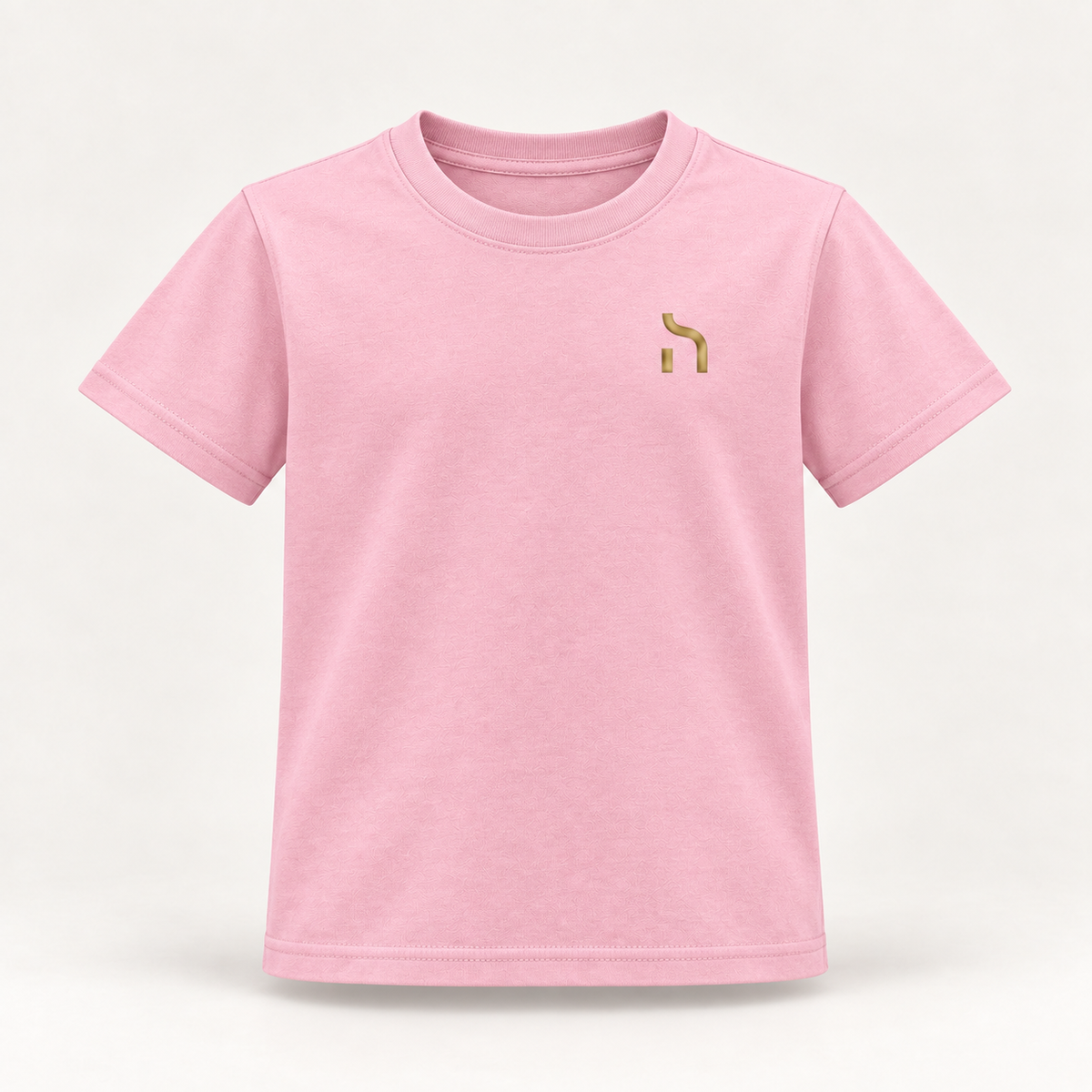 Puderrosa Haensch Coast Kids T-Shirt mit Rundhalsausschnitt und kleinem goldenem Haensch-Zeichen auf der linken Brust.