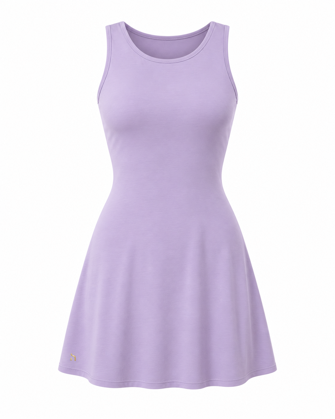 Haensch Coast Modal Racer Mini Dress Damen in Coast Lilac mit goldenem H-Logo, freigestellte Vorderansicht auf weißem Hintergrund