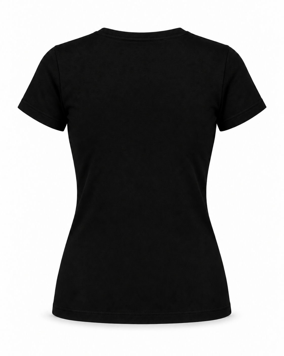 Schwarzes Haensch Coast Signature Damen T-Shirt in Rückansicht auf weißem Hintergrund
