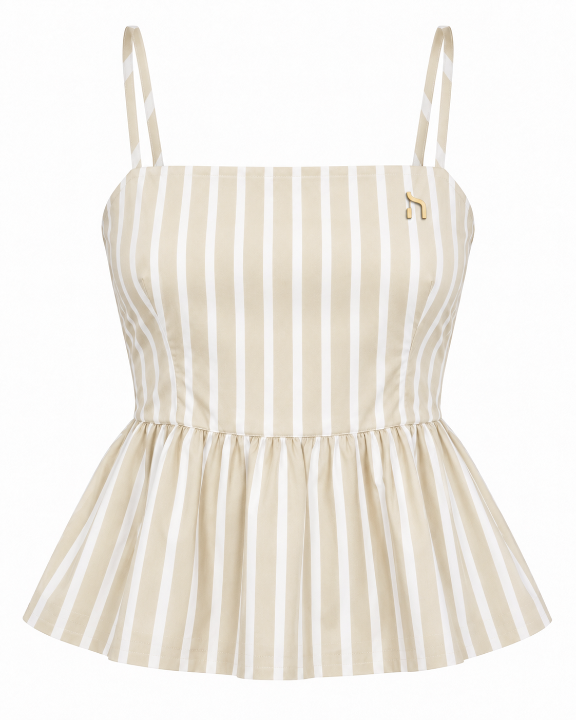 Haensch Coast Stripe Peplum Cami Top Damen in Coast Cloud Stripe mit feinen Streifen, schmalen Trägern, ausgestelltem Schößchen und goldenem Hänsch-H-Signet