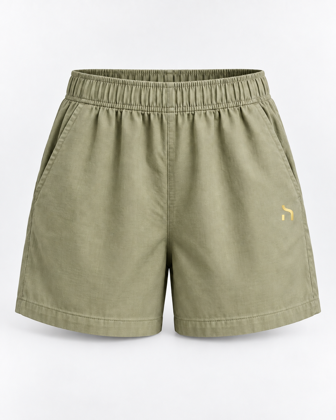 Haensch Coast Structured Shorts Damen in Coast Pale Olive mit elastischem Bund, Seitentaschen und kleinem goldenem H-Signet