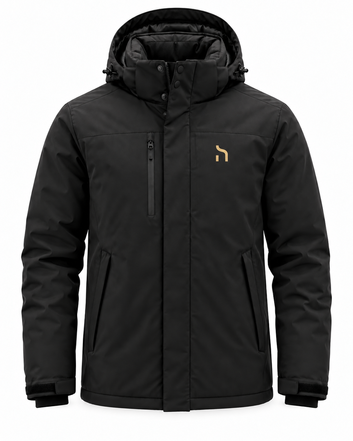Haensch Northern All Weather Winter Jacket Herren in Winter Black mit Kapuze, Frontreißverschluss, Brusttasche und kleinem goldenem Hänsch-H-Signet