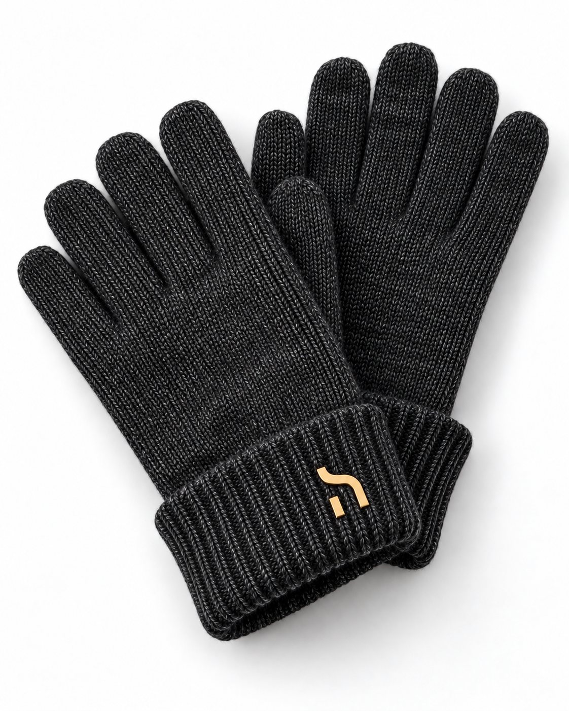 Haensch Northern Cosy Gloves Unisex in Sand Stone Marl mit weicher Strickstruktur, geripptem Umschlag und kleinem goldenem Hänsch-H-Signet
