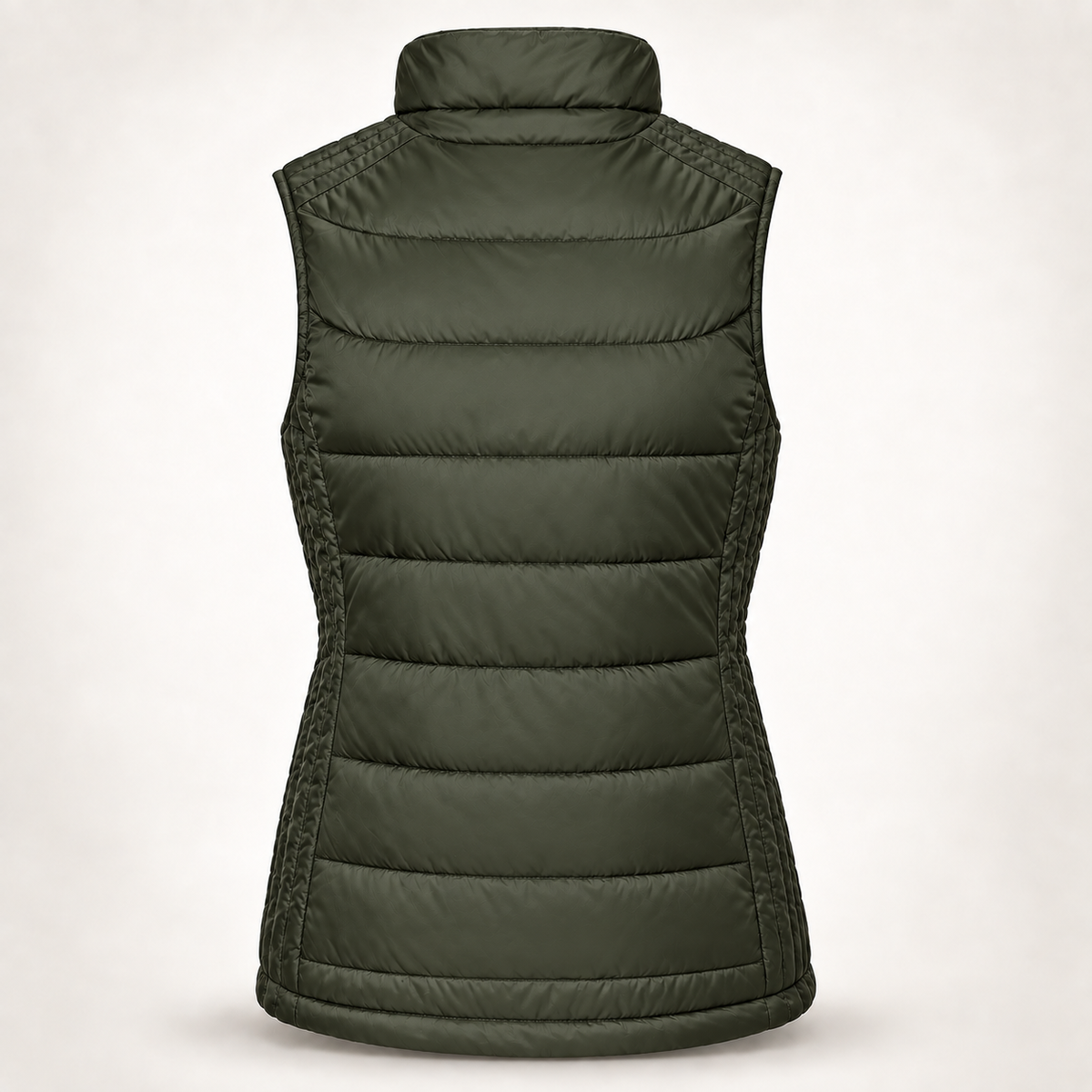Haensch Utility Nano Bodywarmer für Damen in Dark Olive in taillierter Rückansicht