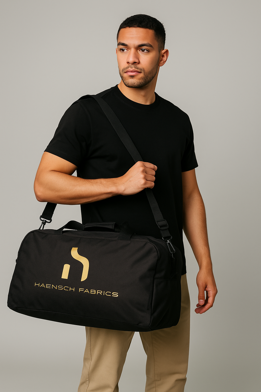 Haensch Fabrics Reisetasche – Black & Gold Edition